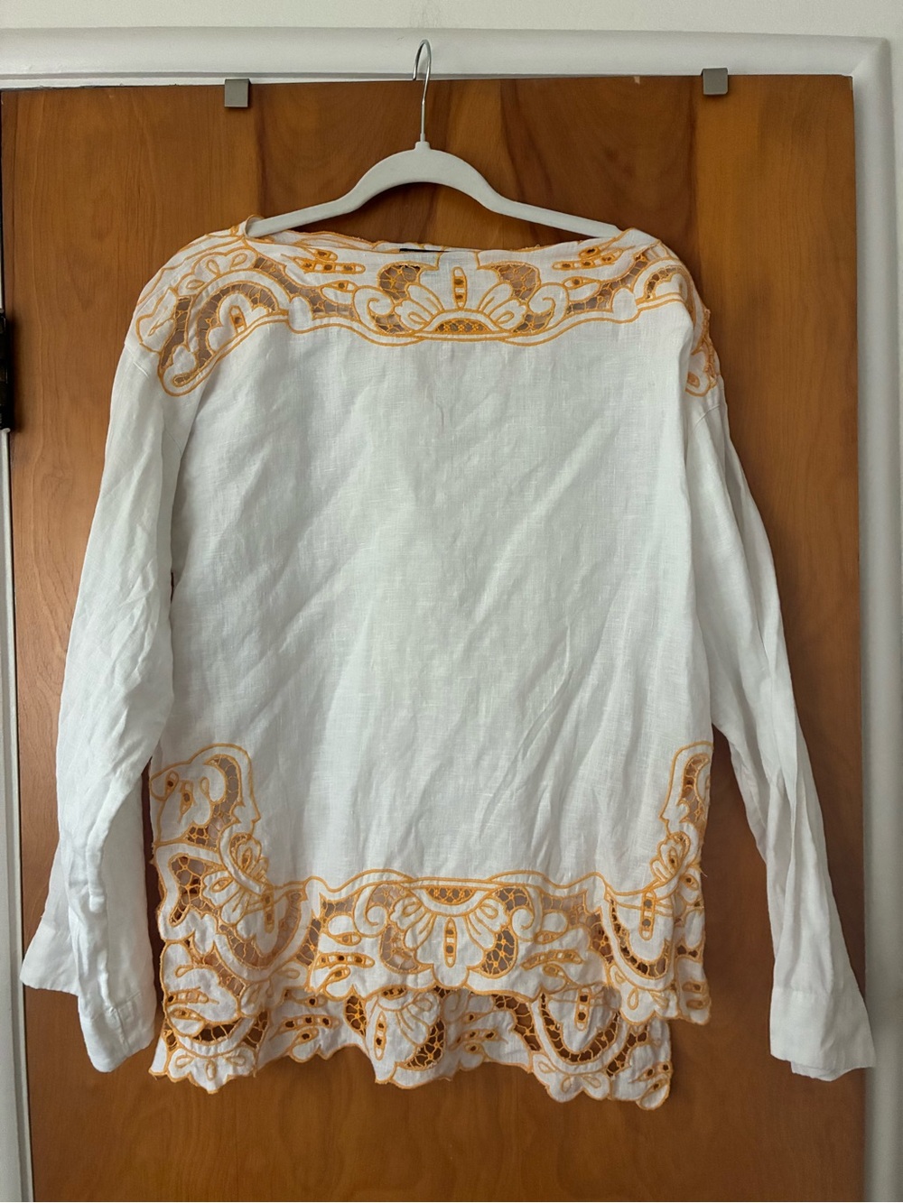 J.Crew Linen Tunic Top with Embroidered Trim